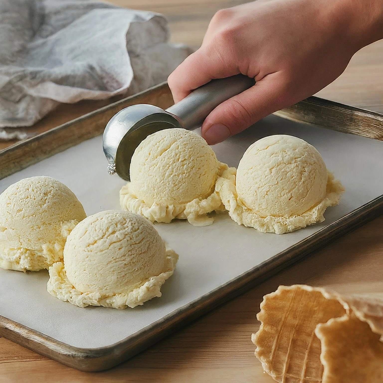 Scooping Vanilla Ice Cream