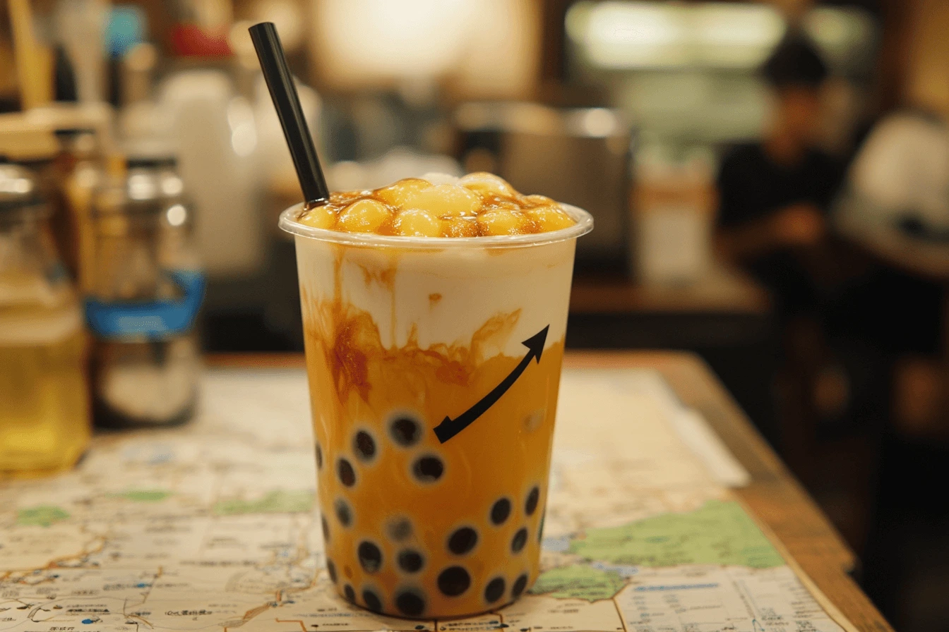 Map showing the global spread of bubble tea from Taiwan