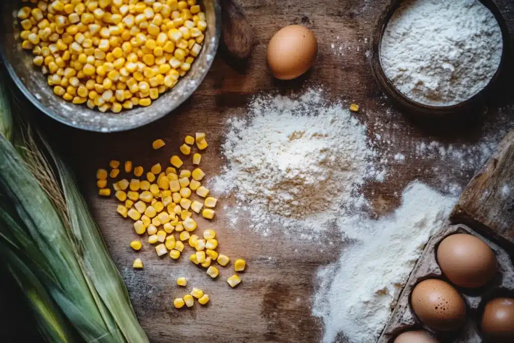 Ingredients and preparation steps for a classic corn nugget recipe
