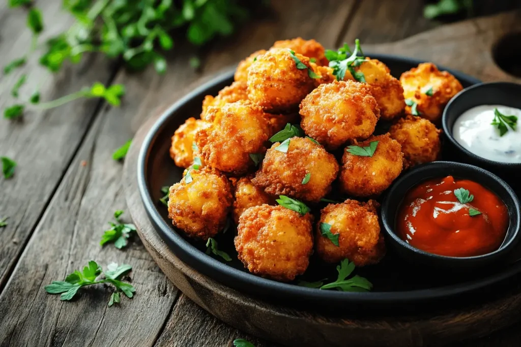 Corn Nuggets Ingredients: Flour, Corn, Eggs, and Seasonings