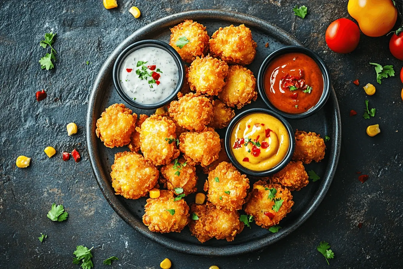 Corn Nuggets with Dipping Sauces