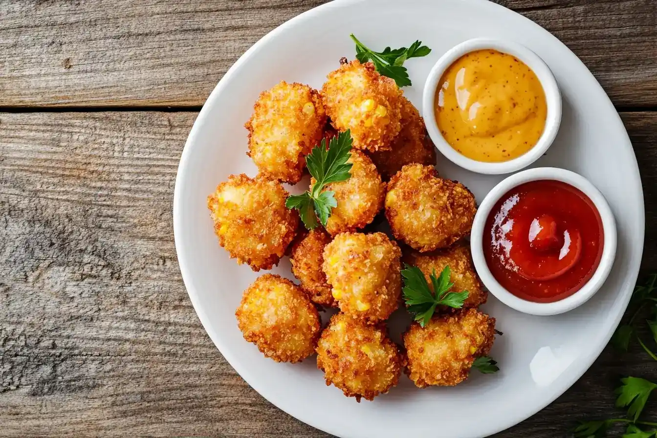 Crispy Fried Corn Nuggets on a Plate