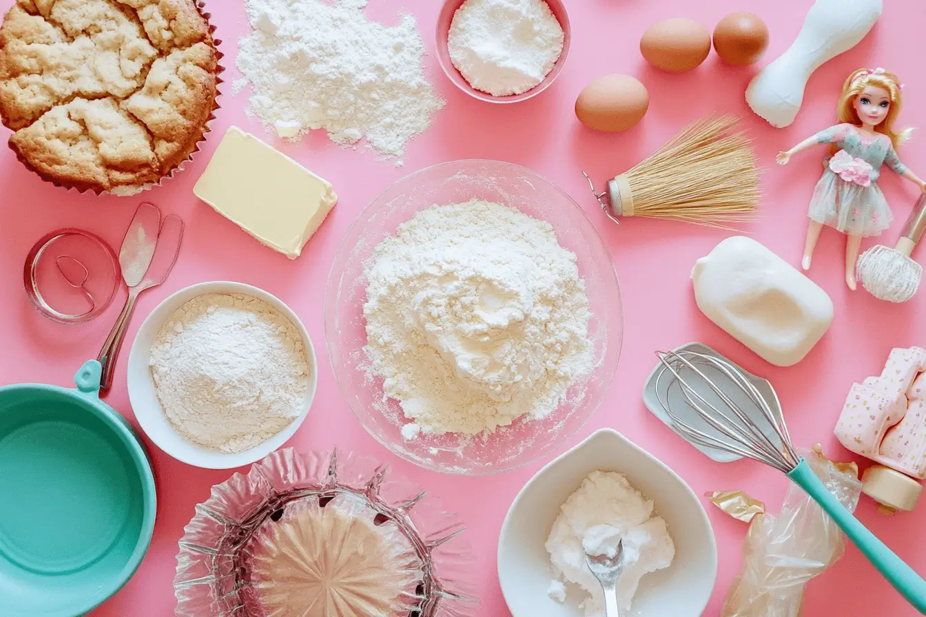 Ingredients and Tools for Barbie Bundt Cake	