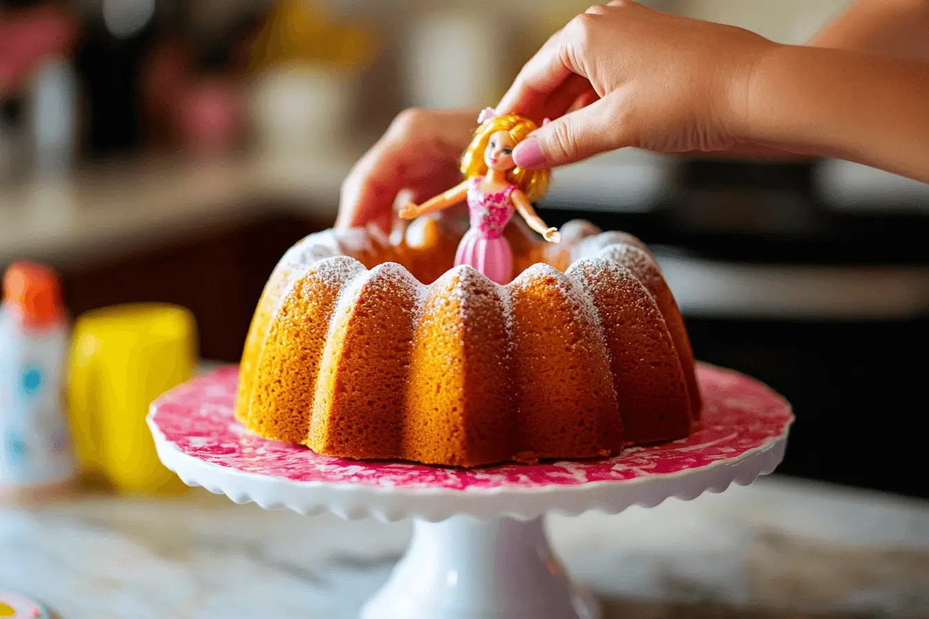 Inserting Barbie Doll into Bundt Cake	