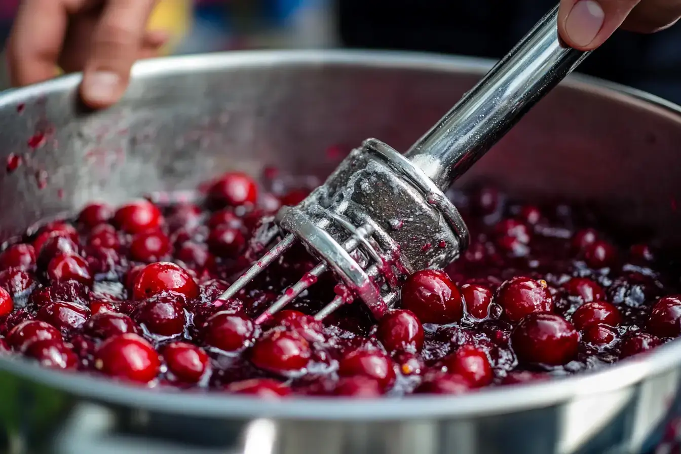 Mashing Cranberries