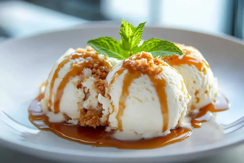 Serving Not-Fried Chicken Ice Cream with Maple Drizzle