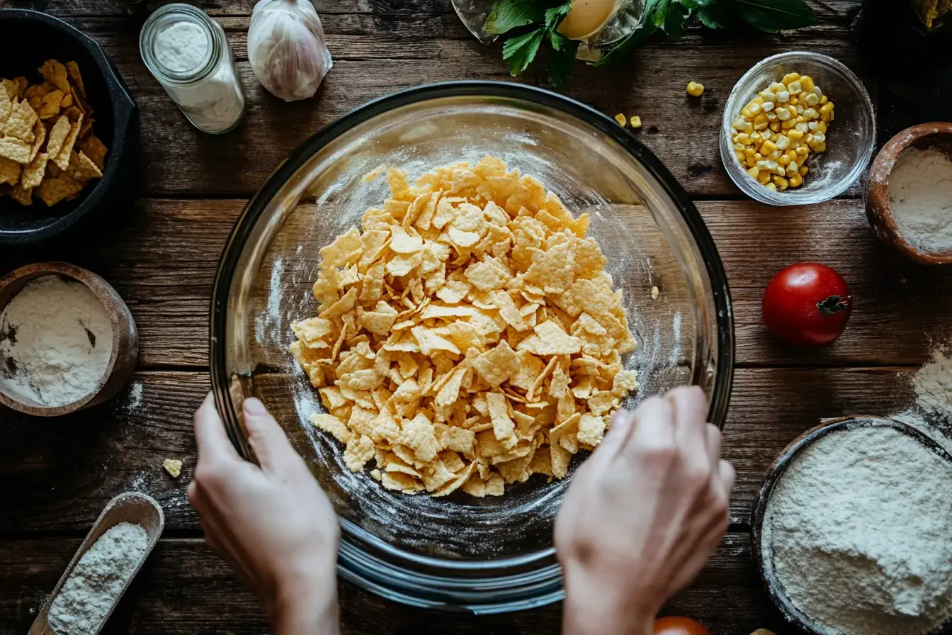 Mixing Crispy Coating for Not-Fried Chicken Ice Cream