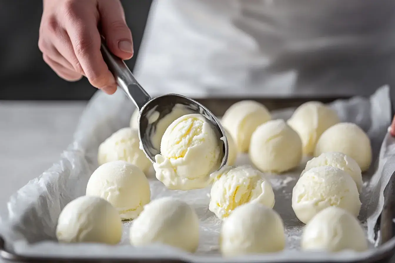 Forming Ice Cream Balls for Not-Fried Chicken Ice Cream