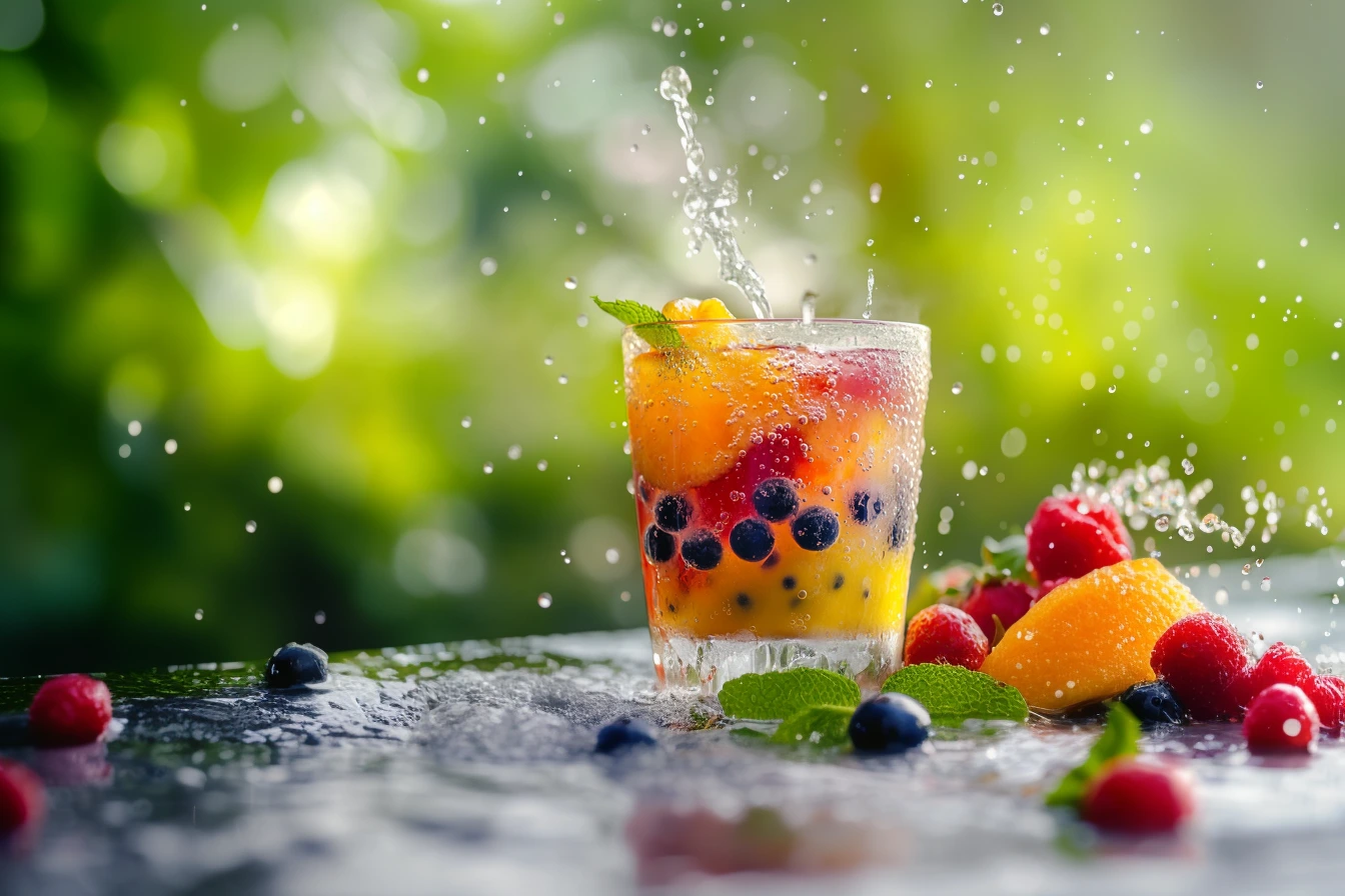 Colorful Popping Boba in a Fruit Tea