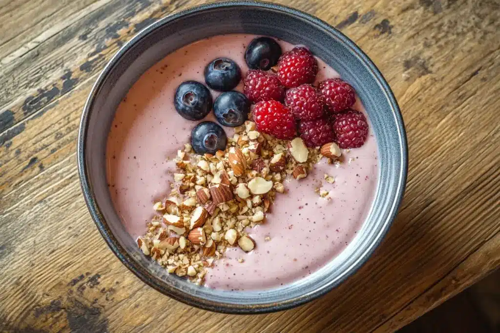 Delicious Hazelnut Smoothie Bowl with Fresh Berries